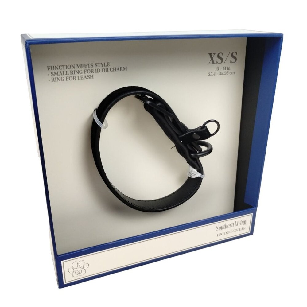 Southern Living Black Velvet Dog Collar XS to S Vegan Leather 10 to 14 inch New